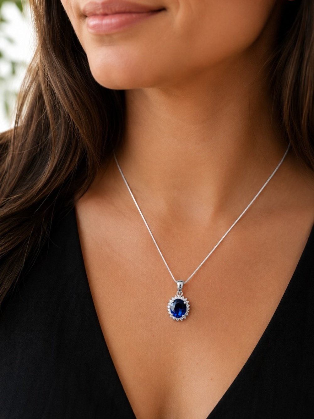 Handmade Sterling Silver Sapphire Pendant, September Birthstone 5th Anniversary